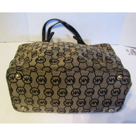 Michael Kors Grayson Shoulder Bag Signature Canvas Tote Purse Side Pockets - Picture 7 of 10